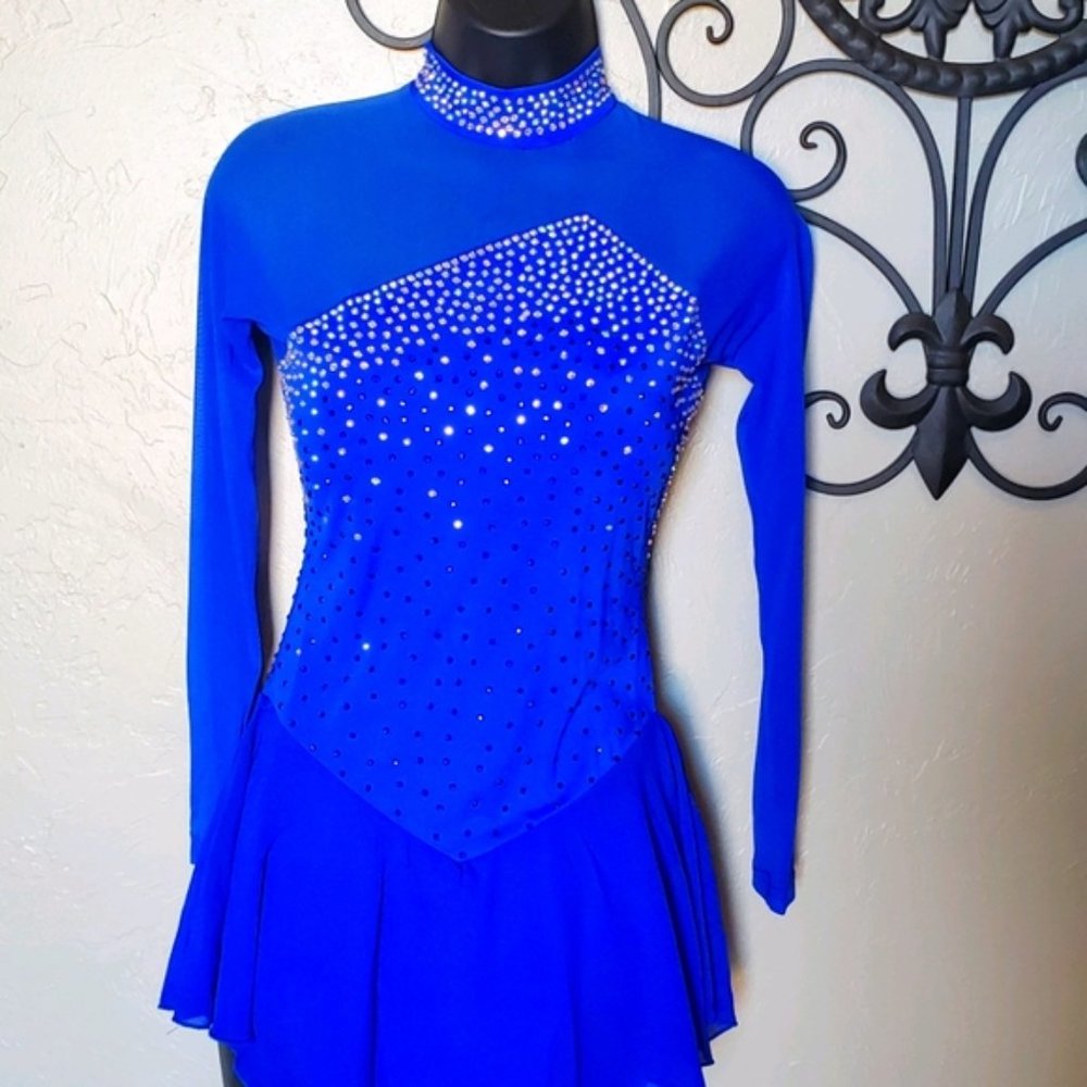 Ladies Figure Skating Dress Womens Blue